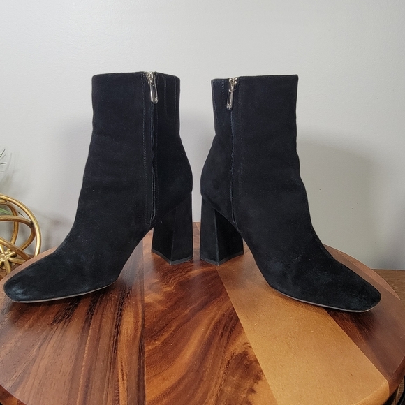 Sam Edelman Codie Black Suede Ankle Boots Size 7.5 Block Heels - Picture 9 of 15